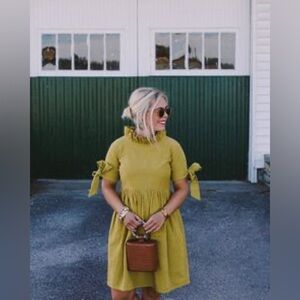Chic Mustard / Chartreuse Dress with Bow Sleeves